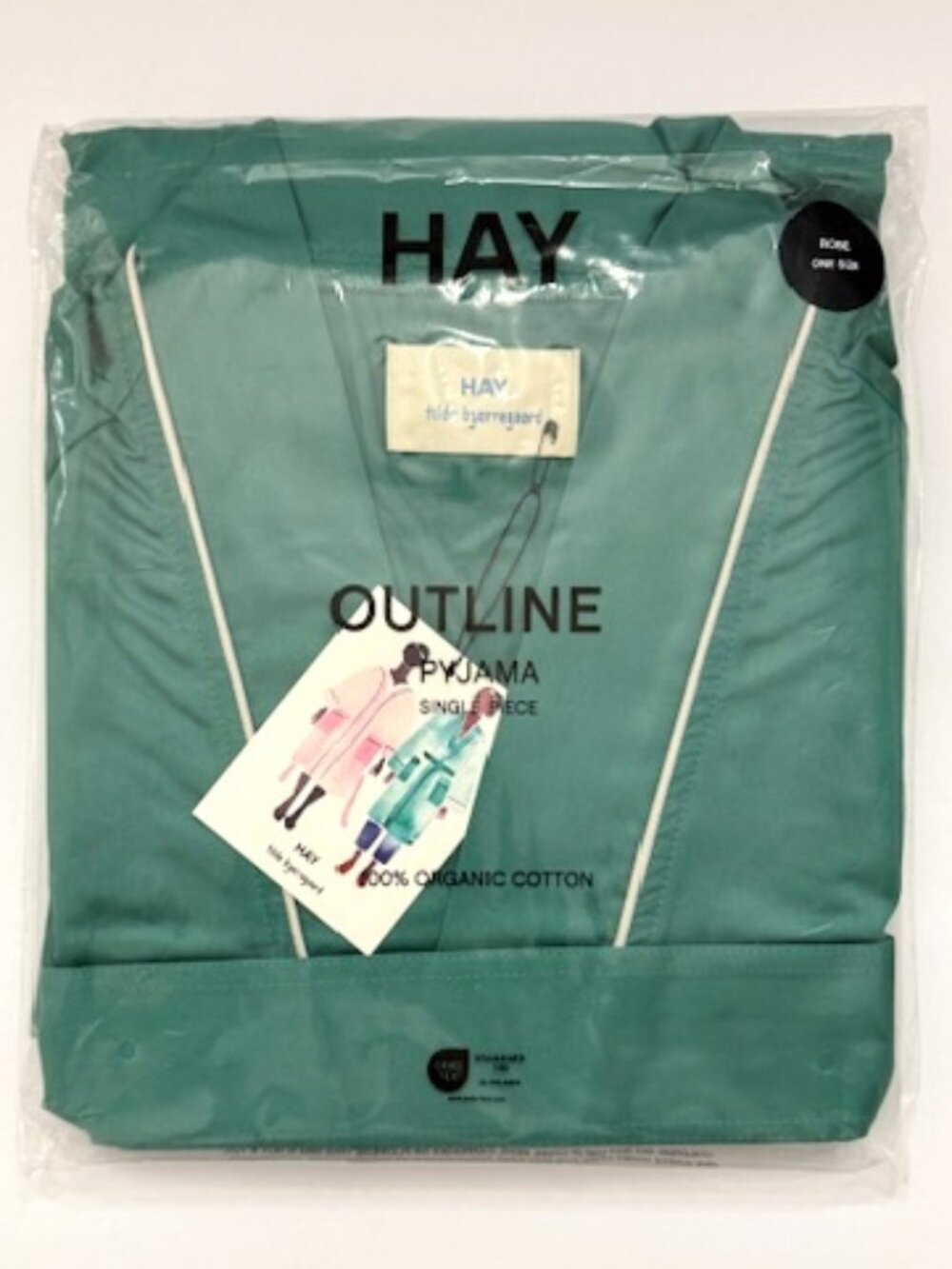 Hay Outline Green Cotton Robe by Tilde Bjerregaard Unisex Emerald Green Cotton - Picture 2 of 6
